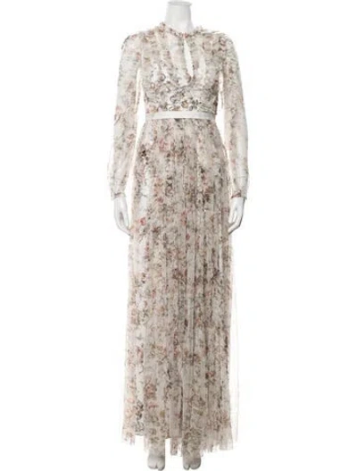 Pre-owned Needle & Thread Nylon Long Dress In Neutral