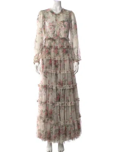 Pre-owned Needle & Thread Nylon Long Dress In Neutrals