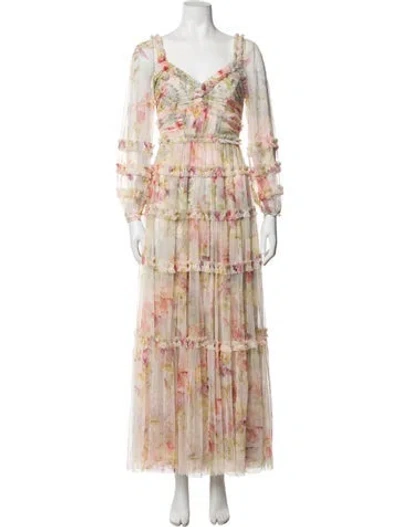 Pre-owned Needle & Thread Nylon Long Dress In Neutrals