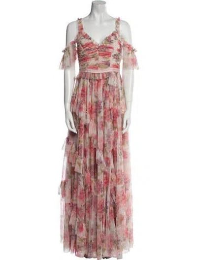 Pre-owned Needle & Thread Nylon Long Dress In Pink