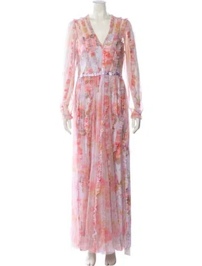 Pre-owned Needle & Thread Nylon Long Dress In Pink