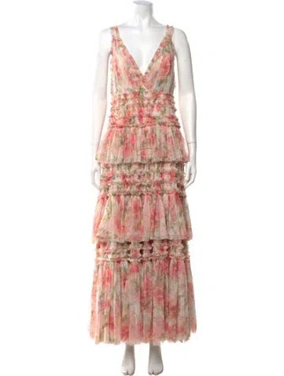 Pre-owned Needle & Thread Nylon Long Dress In Pink