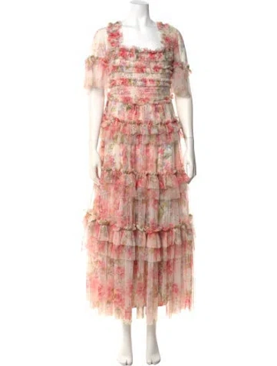 Pre-owned Needle & Thread Nylon Long Dress In Pink