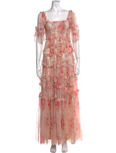 Pre-owned Needle & Thread Nylon Long Dress In Pink