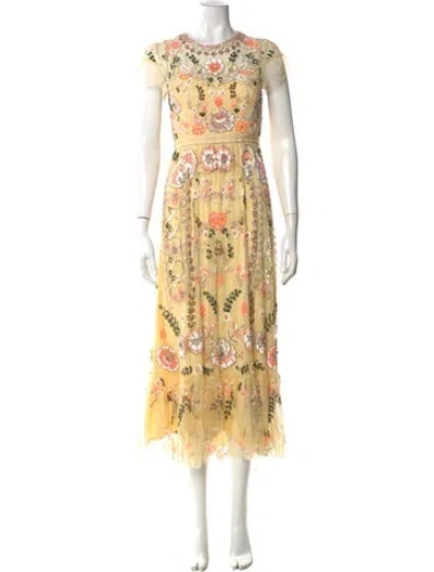 Pre-owned Needle & Thread Nylon Long Dress In Yellow