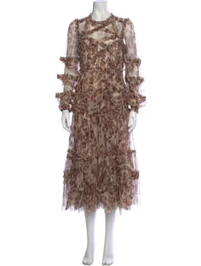 Pre-owned Needle & Thread Nylon Midi Length Dress In Multi
