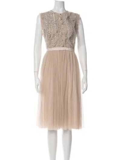 Pre-owned Needle & Thread Nylon Midi Length Dress In Neutrals