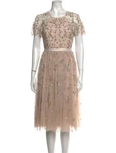 Pre-owned Needle & Thread Nylon Midi Length Dress In Neutrals
