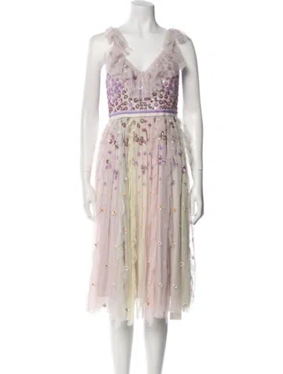 Pre-owned Needle & Thread Nylon Midi Length Dress In Pink