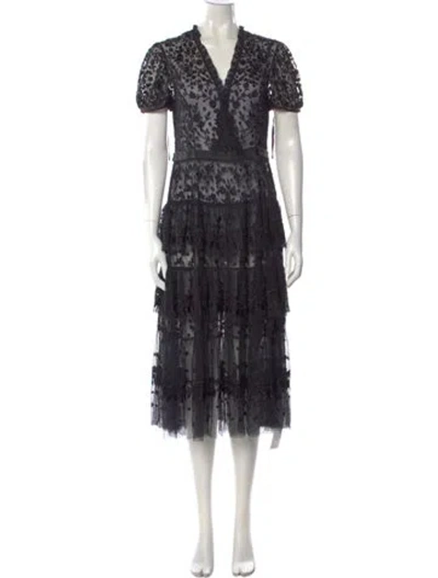 Pre-owned Needle & Thread Nylon Midi Length Dress In Purple