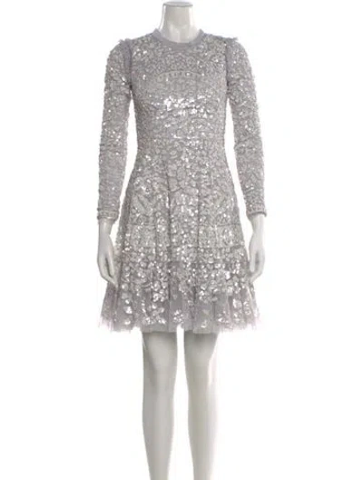 Pre-owned Needle & Thread Nylon Mini Dress In Gray