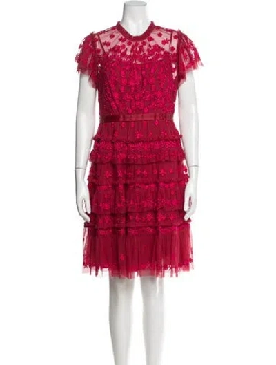 Pre-owned Needle & Thread Nylon Mini Dress In Red