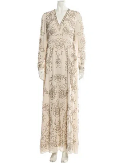 Pre-owned Needle & Thread Paisley Print Long Dress In Neutral