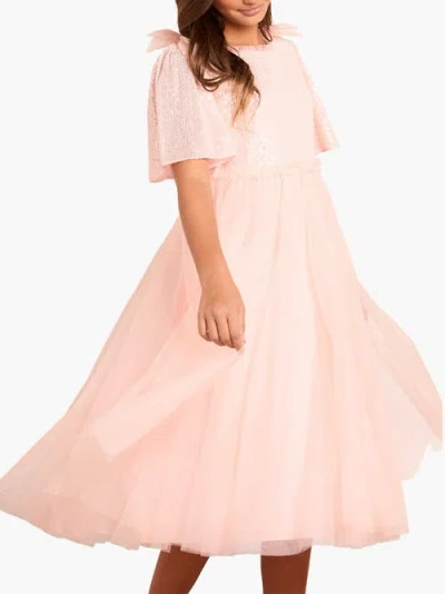 Needle & Thread Paloma Bow Kids Dress In Pink