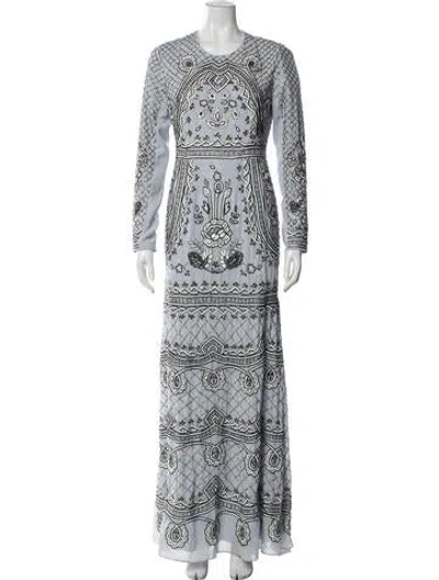 Pre-owned Needle & Thread Patterned Long Dress In Blue