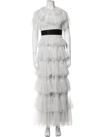 Pre-owned Needle & Thread Patterned Long Dress In Grey