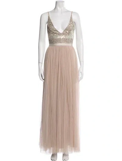 Pre-owned Needle & Thread Patterned Long Dress In Multi