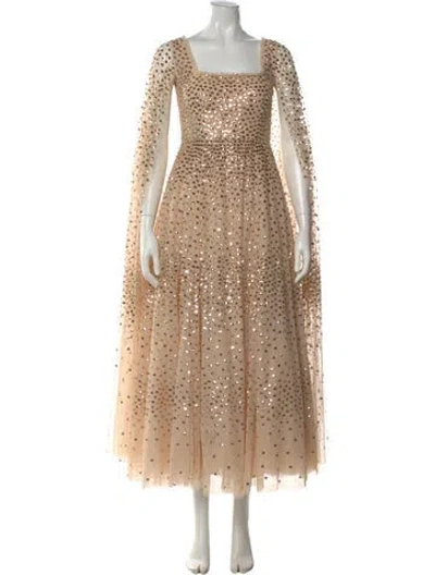 Pre-owned Needle & Thread Patterned Long Dress In Neutral