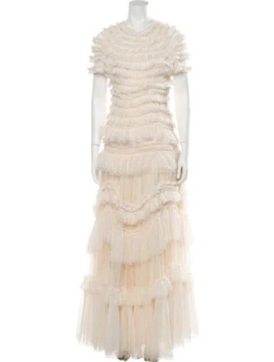 Pre-owned Needle & Thread Patterned Long Dress In Neutral