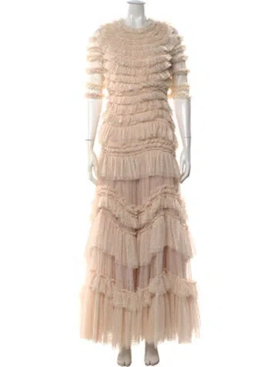 Pre-owned Needle & Thread Patterned Long Dress In Neutrals
