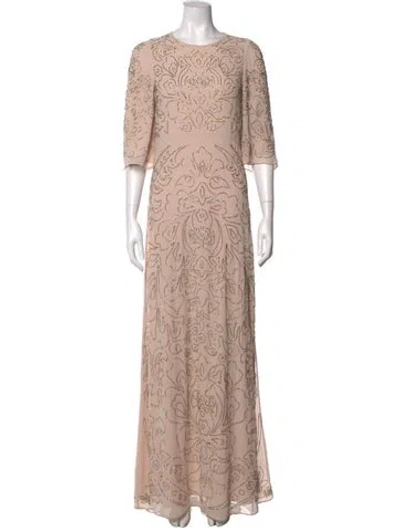 Pre-owned Needle & Thread Patterned Long Dress In Neutrals