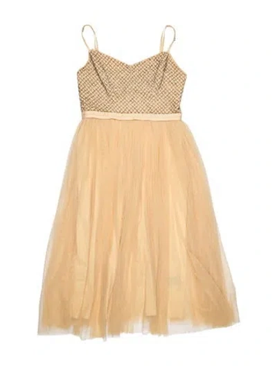 Pre-owned Needle & Thread Patterned Long Dress In Neutrals