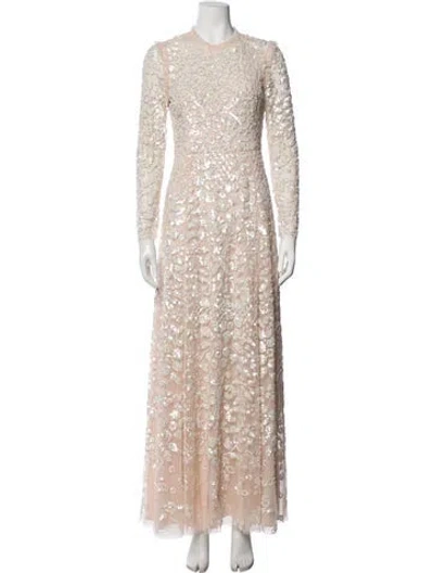 Pre-owned Needle & Thread Patterned Long Dress In Neutrals
