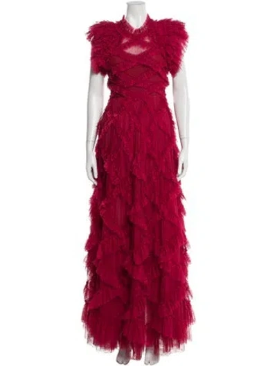Pre-owned Needle & Thread Patterned Long Dress In Pink