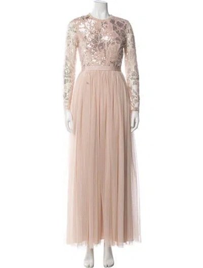 Pre-owned Needle & Thread Patterned Long Dress In Pink