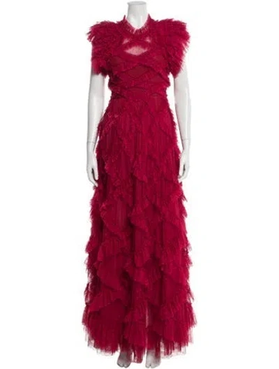 Pre-owned Needle & Thread Patterned Long Dress In Pink