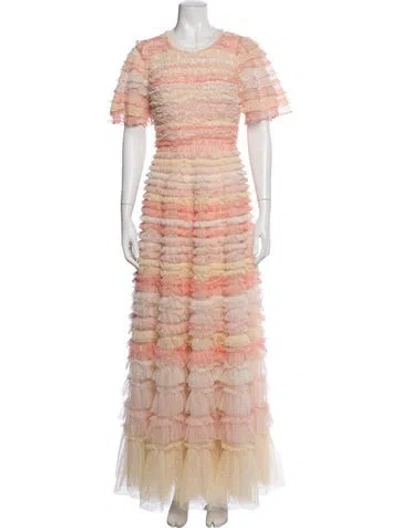 Pre-owned Needle & Thread Patterned Long Dress In Pink