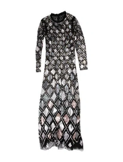 Pre-owned Needle & Thread Patterned Long Dress W/ Tags In Black