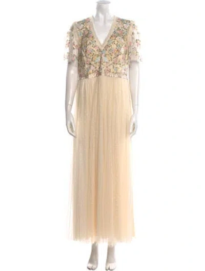 Pre-owned Needle & Thread Patterned Long Dress W/ Tags In Pink