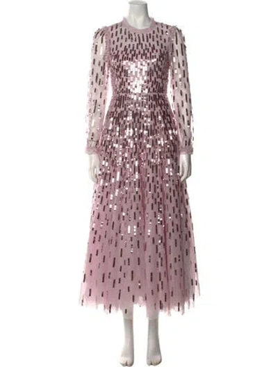 Pre-owned Needle & Thread Patterned Long Dress W/ Tags In Pink