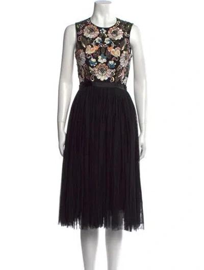 Pre-owned Needle & Thread Patterned Midi Length Dress In Black