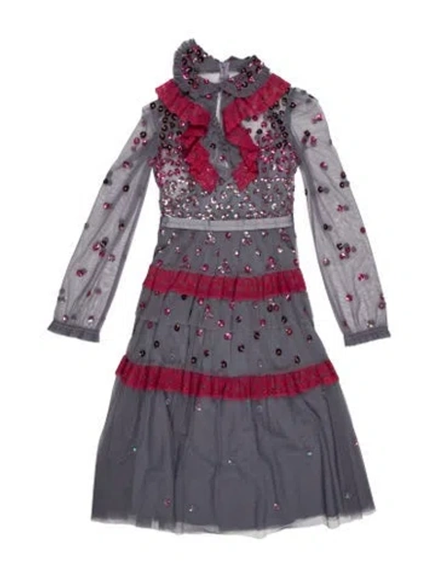 Pre-owned Needle & Thread Patterned Midi Length Dress In Blue