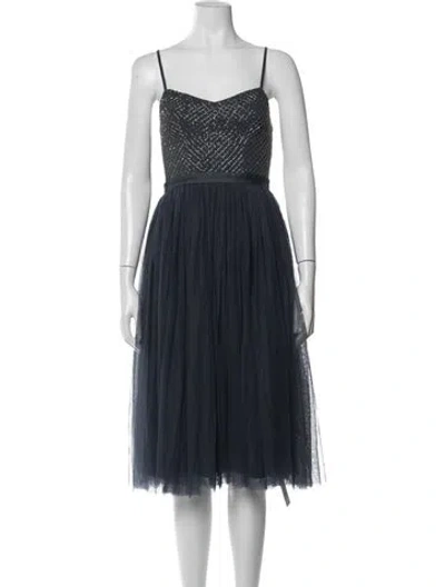 Pre-owned Needle & Thread Patterned Midi Length Dress In Blue