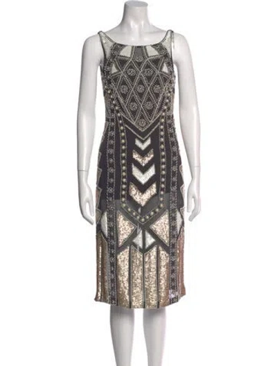 Pre-owned Needle & Thread Patterned Midi Length Dress In Gray