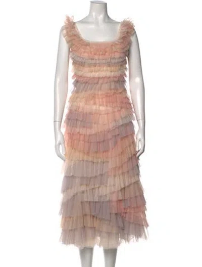 Pre-owned Needle & Thread Patterned Midi Length Dress In Neutral