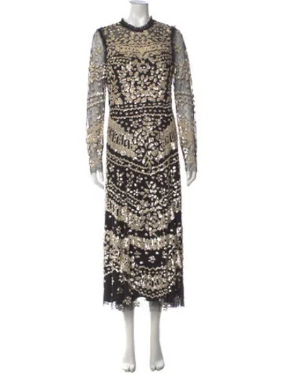 Pre-owned Needle & Thread Patterned Midi Length Dress In Neutrals