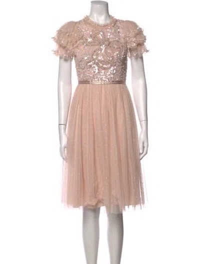 Pre-owned Needle & Thread Patterned Midi Length Dress In Pink