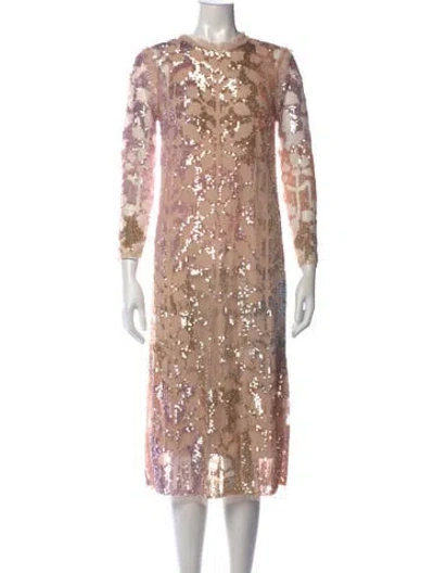 Pre-owned Needle & Thread Patterned Midi Length Dress In Pink