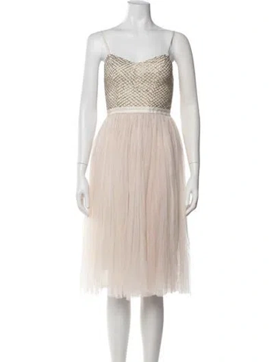 Pre-owned Needle & Thread Patterned Midi Length Dress In Pink