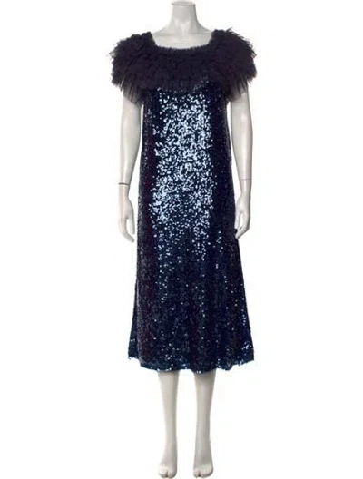 Pre-owned Needle & Thread Patterned Midi Length Dress W/ Tags In Black