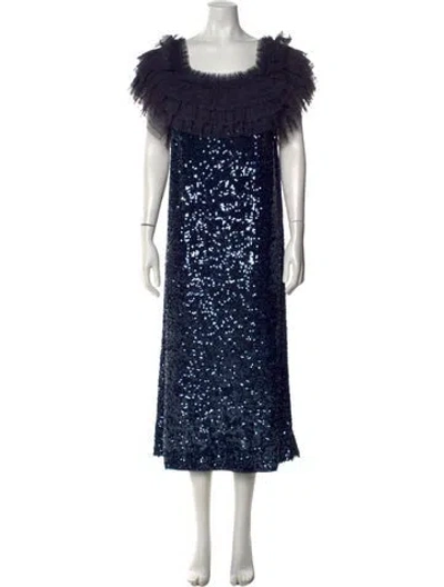 Pre-owned Needle & Thread Patterned Midi Length Dress W/ Tags In Blue