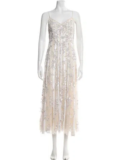 Pre-owned Needle & Thread Patterned Midi Length Dress W/ Tags In Neutrals