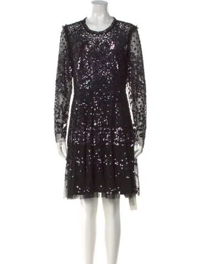 Pre-owned Needle & Thread Patterned Mini Dress In Black