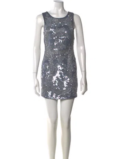 Pre-owned Needle & Thread Patterned Mini Dress In Blue
