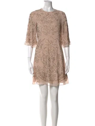 Pre-owned Needle & Thread Patterned Mini Dress In Neutral