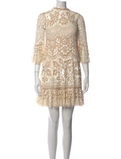 Pre-owned Needle & Thread Patterned Mini Dress In Neutrals